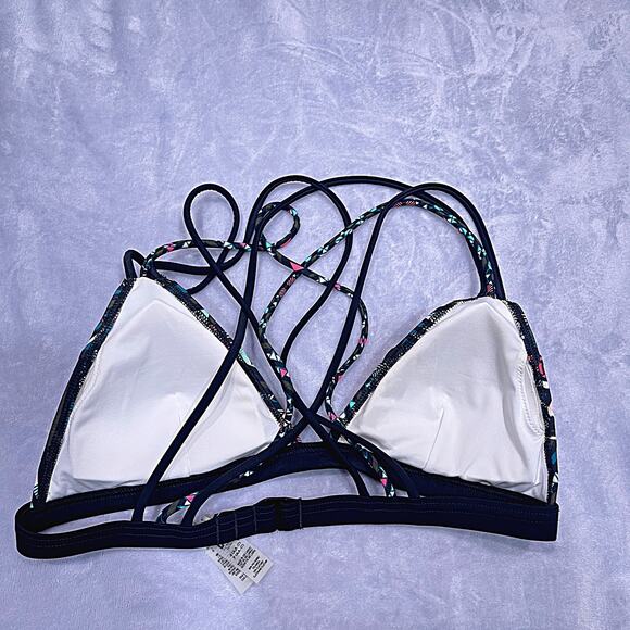 PINK VICTORIAS SECRET Swim Mosaic Triangle Bikini Top Black Womens Small AA-C - Picture 2 of 3